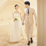 French Light Wedding Dress New Bride Simple Ribbon Go Out Yarn License Engagement Dress Dress HZ0517