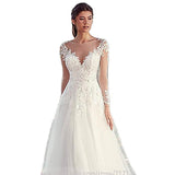 New Eaby Hot Lace Paste Sticker Deep V Collar Transparent Long-Sleeved Dress Wedding Dress Summer HZ0517