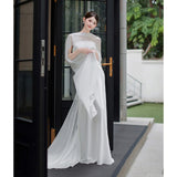 French-Style Fasley Morning Dress Dress Simple High-End Bridal Engagement Dress Dress To Welcome The Yarn HZ0517