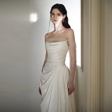 French Light Wedding Dress Bride Senior Sense Of The Super Fairy Shoulder Yarn Long Sleeve White Engagement Dress Dress HZ0517