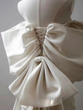 White-Word Shoulder Wedding Dress 2026 Korean Elegant Bow Greet The Bride's Shalin Small Tail HZ0517