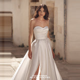 2026 New French-Style Lint-Faced Tective-Faced Thin Wedding Dress Simple Tug-Tailed Travel Seny Yarn HZ0517