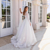 2026 New Simple Lace V-Neck Thin A Threous Tug-Tail Wedding Dress Wedding Dress Wedding Dress Fairy Gas HZ0517
