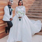 Wedding Dress 2026 New Long-Sleeved Lace Thin Temperament Simple Bride Tail Wedding Dress Woman HZ0517