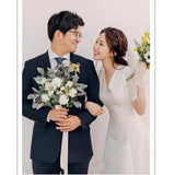2026 New V-Necked Vertiny Simple Body Marriage Small Man Banquet Dress Travel Photo Wedding Dress Female Long HZ0517