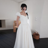 Sweet And Light Wedding Dress Princess Bubble Sleeve Out Of The Yarn Small Simple Travel Photo License Small White Dress Lawn Main Wedding Dress HZ0517