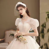 Main Light Wedding Dress 2026 New Temperament Star Long Tail Retro Skinny Sen System Super Fairy Dream Bride Small HZ0517
