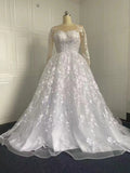 Large-Size Wedding Dress 2026 New Long Tailed Back Dream Long-Sleeved Bride Wedding Wedding Dress HZ0517