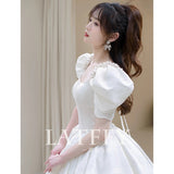 White Engagement Evening Dress Dress Woman 2026 New Niche Adult Salute Princess Toast To The Ponpong Skirt Banquet Host HZ0517