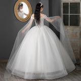Main Wedding Dress 2025 New Word Shoulder Dream Sleeve Lace Bride Qidisen Large Size F93 HZ0517