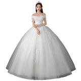 Main Wedding Dress 2026 New Bridal Tuxedo Star Princess Style French Small One-Word Shoulder Wedding Dress F94 HZ0517