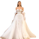 Wedding Dress 2026 New Word Shoulder Wedding Dress Skirts Disassembled Lace Tail Wedding Dress HZ0517