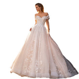 One-Word Shoulder Wedding Dress 2026 New Temperament Bride Starry Sky Small Tailingsen Body Lace Lightly Simple HZ0517