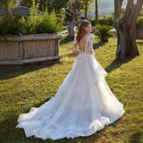 Wedding Dress High Waist-High Temperament Long-Sleeved Retro Lace Dress Bridal Dress HZ0517