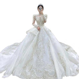 Long-Sleeved Wedding Dress 2026 New Bridal French Retro Light Luxury Niche High-End High-End High-End Travel Yarn Lady HZ0517