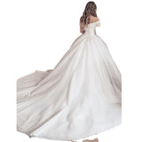 Spring 2026 New Word Shoulder Long Tail Physical Shop Owner Wedding Dress White HZ0517