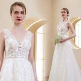 New Lace V-Neck Small Tail Light Wedding Dress 2026 New Simple Out-Door Yarn Simple Niche Outdoor Lawn HZ0517