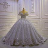 Main Wedding Dress 2026 New Large-Size Open-Shoulder Squin Lace Court Style Heavy Industry Sexy Wedding Dress HZ0517