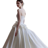 French Denate Brated Wedding Dress 2026 New Bridal Korean Simple Small Big Drag Tail Main Yarn HZ0517
