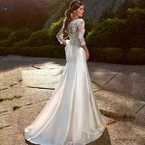 Long-Sleeved Wedding Dress 2026 New Bride Simple Deep V-Neck Big Dew Back Patted Soft Yarn Lace Thin Wedding Dress HZ0517