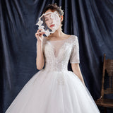 Wedding Bride 2025 New Dream Korean Small One-Word Shoulder Leaster Lace Wedding Dress G33 HZ0517