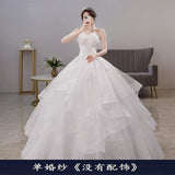 Light Wedding Dress 2026 New Breast-Meared Ponbo Skirt Super Fairy Champagne Dress Femininity Princess Femininity Princess Wedding Dress HZ0517