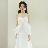 French Brae Light Wedding Dress New Bride Simple Mori Style Out Of The Yarn Temperament Engaged White Small Dress Dress HZ0517