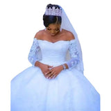 Bride Main Wedding Dress 2026 New Mid-Rise Long-Sleeved Lace White French High-End Shoulder Drag-Tail Wedding Dress HZ0517