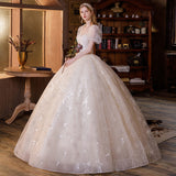 Large-Size Wedding Dress 200 Pounds Fat MM Wedding Dress Female Thin Pregnant Woman Bubble Sleeve Temperament Wedding Dress HZ0517