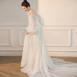 French Light Wedding Dress 2026 New Temperament Bride Wedding Lawn Wedding Linen Super Fairy Out To Welcome Small Tail HZ0517