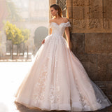 One-Word Shoulder Wedding Dress 2026 New Temperament Bride Starry Sky Small Tailingsen Body Lace Lightly Simple HZ0517