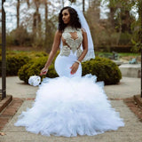 Wedding Dress Senior Feeling Sleeveless Bare Water Drill Lace Fishtail Wedding Dress Bridal Yarn Big Tail HZ0517