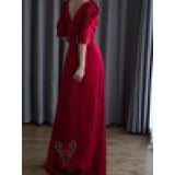 Korean-Style Stoodle Light Wedding Studio Photo-Themed Clothing V-Neck Toast Dress 2025 New Simple Tailing Dress HZ0517
