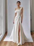 The High-Quality Texture Of The Vertiny Shoulder Wedding Dress The New Bride Simply Greets The Light Wedding Dress With Thin Engagement Dress HZ0517