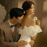 Fishtail Light Wedding Dress Simple Temperament Slim Thin Out Of The Door Yarn French Welcome And Set Of Face Dress Dress HZ0517