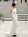 French Brao-Tendered And Light Wedding Dress Bride Simple High-End Sensense Style Go Out Yarn White Fishtail Welcome Set Of Face Dress HZ0517