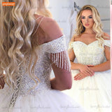 Overseas Warehouse Wedding Dress Long Tail Lace Word White Thin Simple Light Wedding Dress HZ0517