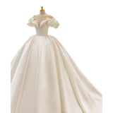 The Main Wedding Dress 2026 New French Bridal Small Simple Atmosphere Shoulder Retro Tail Wedding Dress HZ0517
