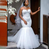 African New Breast-Meared Fishtail Main Wedding Dress 2026 Bride Drag Tail Wedding Wedding Yarn HZ0517