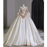 Long-Sleeved Main Wedding Dress 2026 New Bridal French Princess Big Tail Retro Court Style Heavy Industry Senior Sense Yarn HZ0517