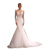New Wedding Dress Sexy Deep V-Necked Bare Back Design White Bridal Dress Elegant And Elegant Female HZ0517