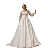 2026 New Wedding Dress French Lace Long Sleeve Ebay High Sense Court Style Tail Simple Temperament Bridal Yarn HZ0517