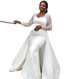African Bride Wedding Dress 2026 New Height Waist White Sided Party Dress HZ0517