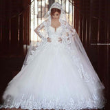 Deep V Wedding Dress 2026 Spring New Bride Wedding Sexy Long Sleeve Simple Tug-Tail Thin Wedding Dress HZ0517