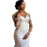 2026 New Wedding Dress Round-Neck Deep V Temperament Apparent Thin Lace Large Size Small Tug-Tail Fishtail Wedding Dress HZ0517