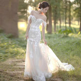 French Word Shoulder Fishtail Wedding Bride 2026 New Lace Niche Travel Temperament Evening Dress HZ0517