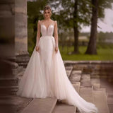New Wedding Dress Sexy Deep V-Necked Bare Back Design White Bridal Dress Elegant And Elegant Female HZ0517