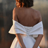 Summer New One-Word Shoulder Dress Long Banquet Commute Fell To The Ground Small Tail Evening Dress HZ0517