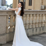 White Dingy Light Wedding Dress Bride Deep V Collar Small Welcome Trip To Shoot The Yarn Small Dress Thin Simple Atmosphere HZ0517