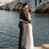 White Sling Light Wedding Dress Yarn Travel Shot 2025 Simple New Niche Bride Slimming Dress HZ0517